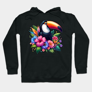 A toucan decorated with beautiful colorful flowers. Hoodie